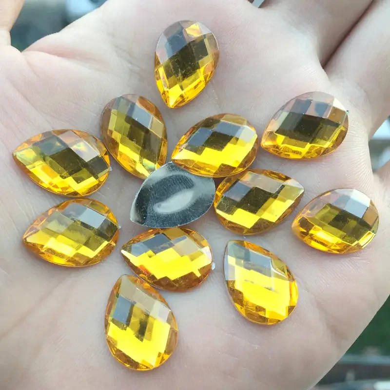 20pcs 13*18mm Drop Rhinestones Flat Back Acrylic Gems Crystal Stones Non Sewing Beads for DIY Clothes -HB13