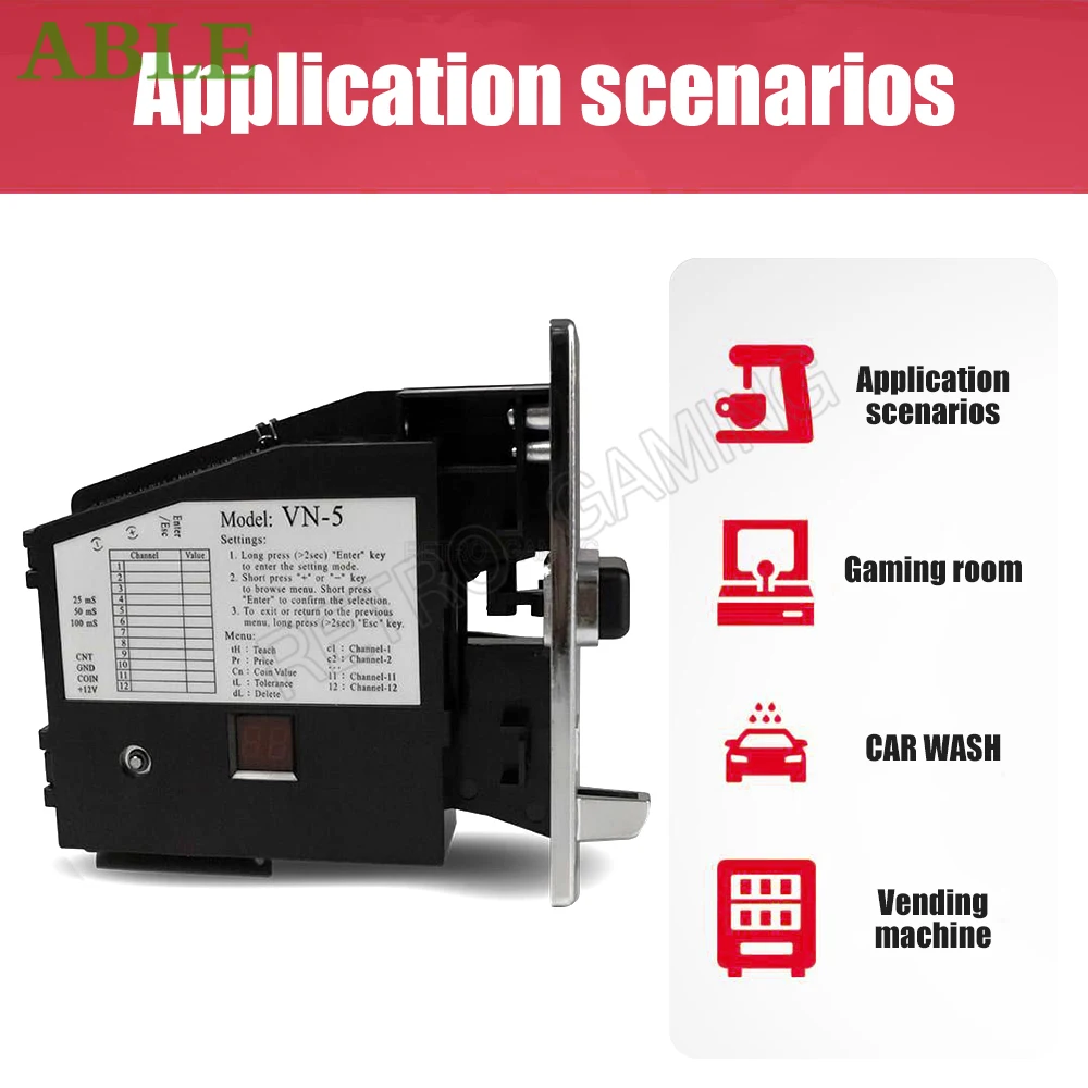 เหรียญอิเล็กทรอนิกส์ VN-5 ตัวรับตัวเลือกเหรียญหลายกลไกแผงชุบอาเขตรูเบิลส่วนพิเศษการล้างรถแบบบริการตนเอง