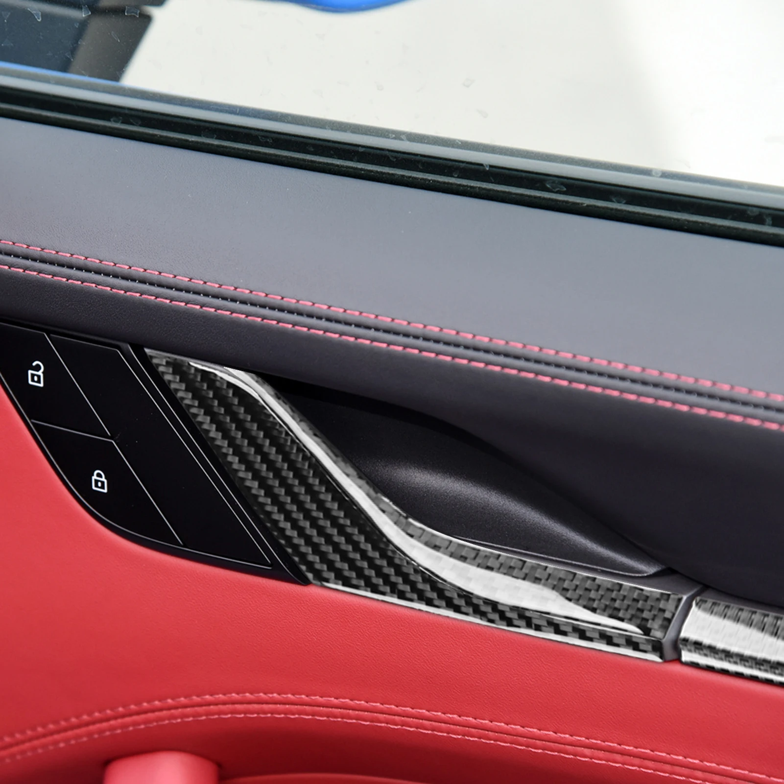 For Porsche 911 992 2019 2020 2021 2022 2023 Carbon Fiber Door trim set decorative cover Car Interior Accessories Stickers view 6
