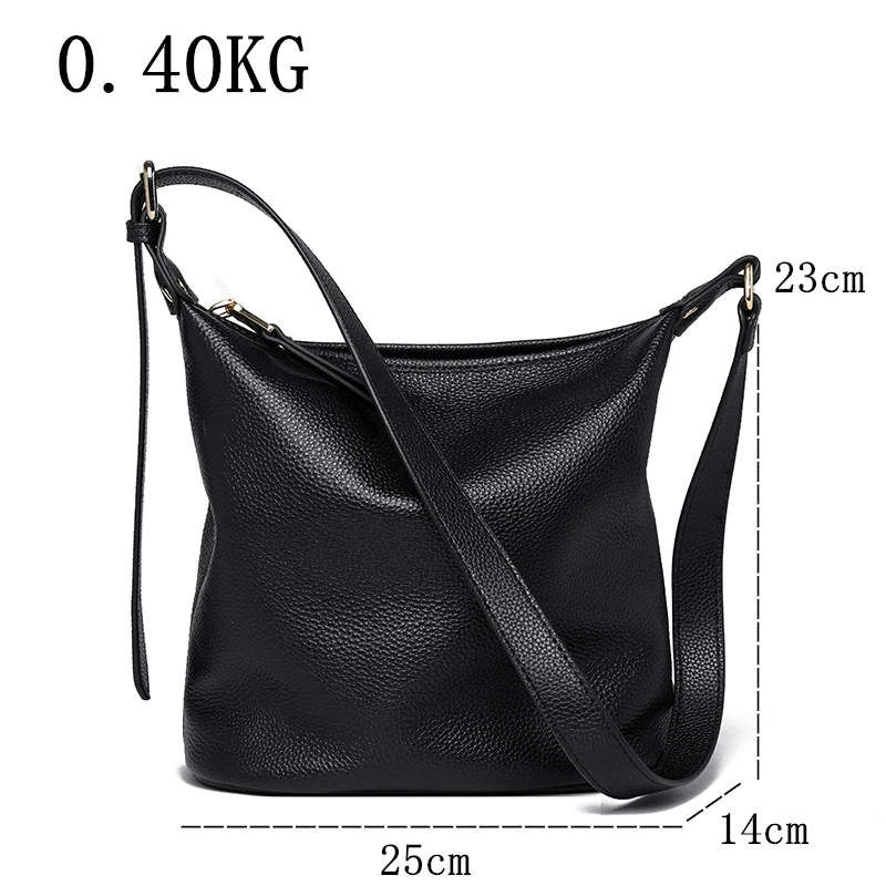 Luxury Soft Genuine Leather Women Shoulder Bag Ladies High Quality Cowhide Bucket Bag Casual Female Messenger Real Skin Handbag