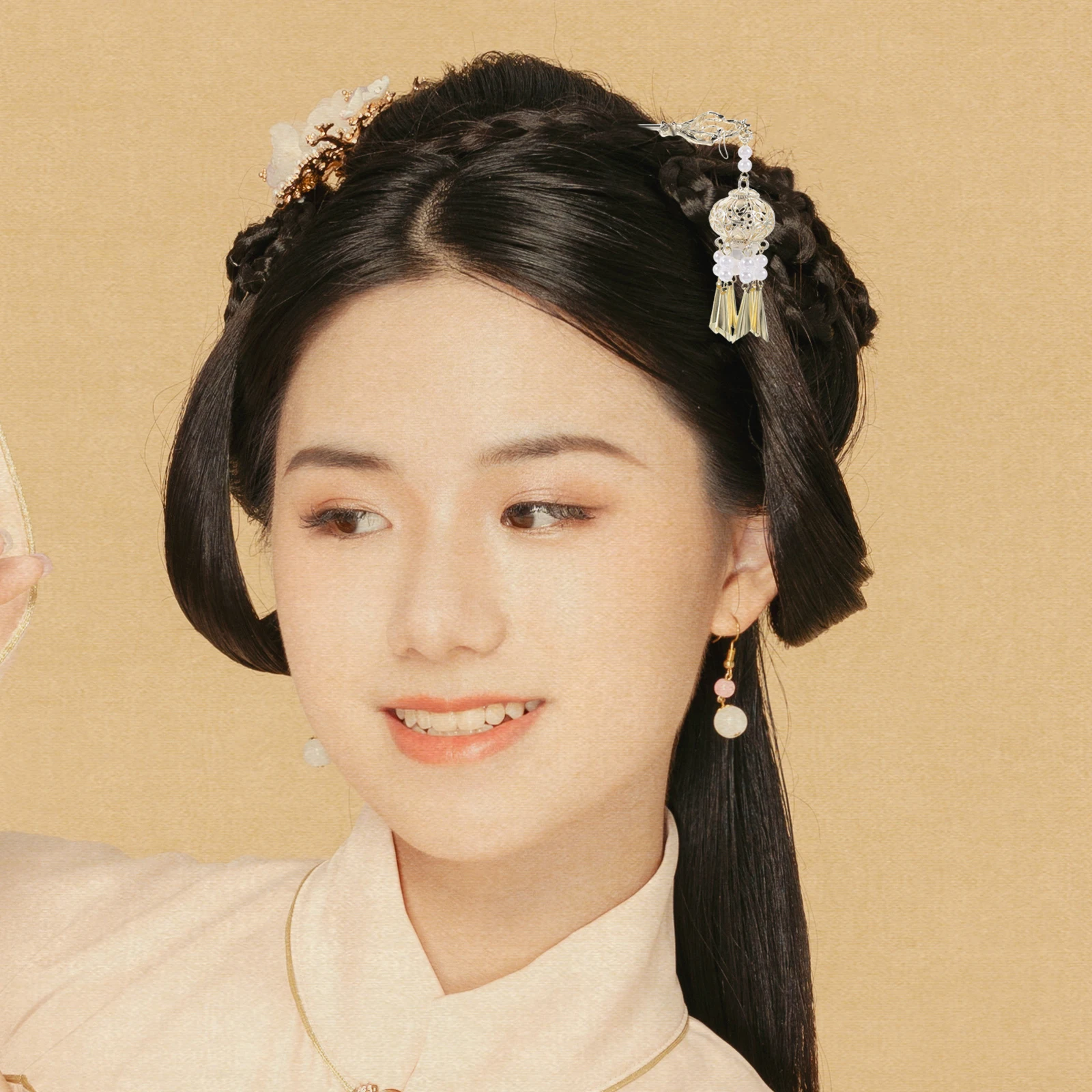 

Glowing White Light Tassel Hairpin Chignon Pin Bun Hair Chopsticks Black Styling Women Accessories Long Hair Hanfu