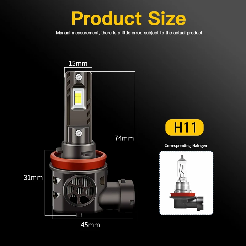 1/2PCS Motorcycle H11 Led Headlight Bulb with Fan For BMW R1200R Classic Standard ABS 06-15 K1200LT ABS 04-09 Honda CBR650F RC74