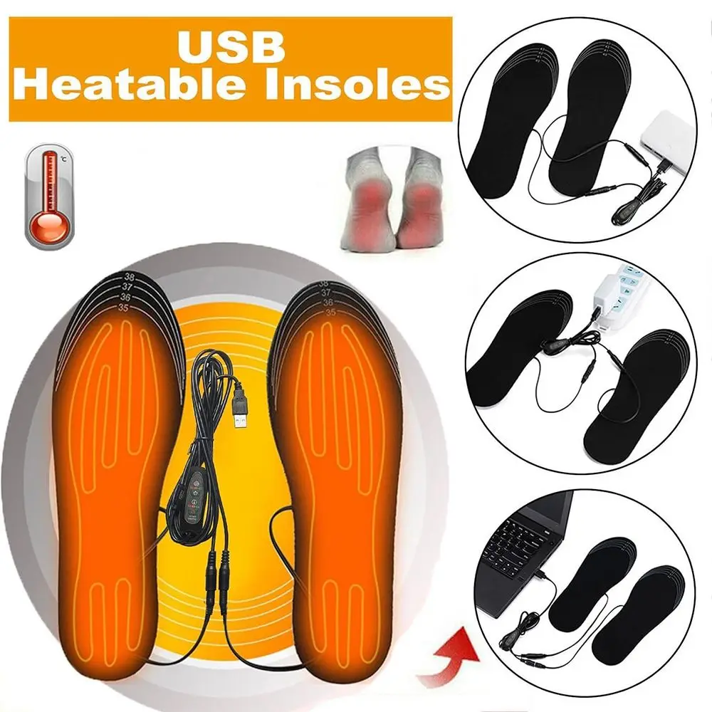 

Washable Heated Shoe Insole Cuttable Winter Warm Foot Warmer with Adjustable Temperature USB Electric Heated Shoe Pads Unisex