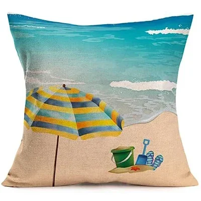 Summer Beach Outdoor Throw Pillow Cover Decorative Tropical Coconut Tree Flip Flops Cushion Cover Home Decoration Garden Sofa