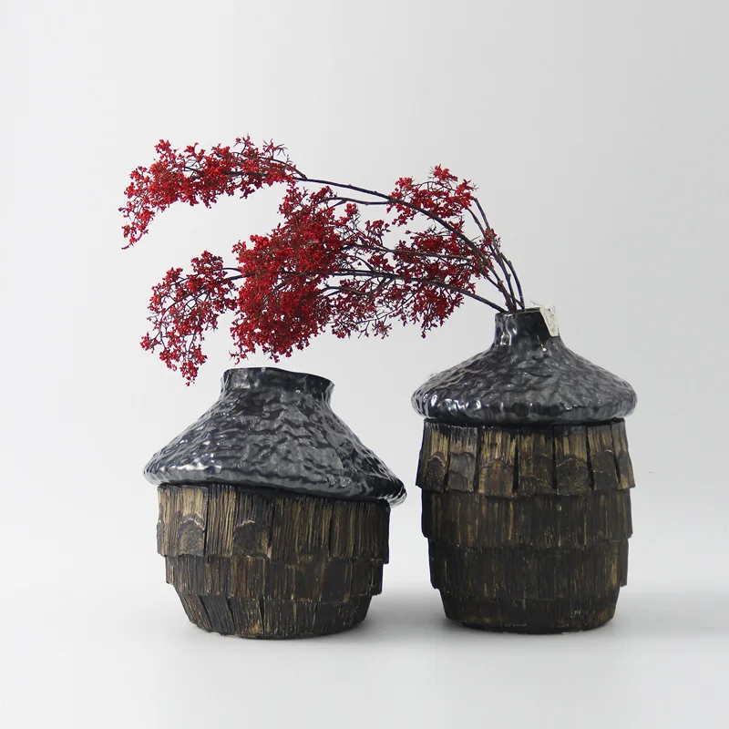 

Jingdezhen modern new Chinese ceramic flower ware creative modeling living room entrance dry vase flower arrangement ornament