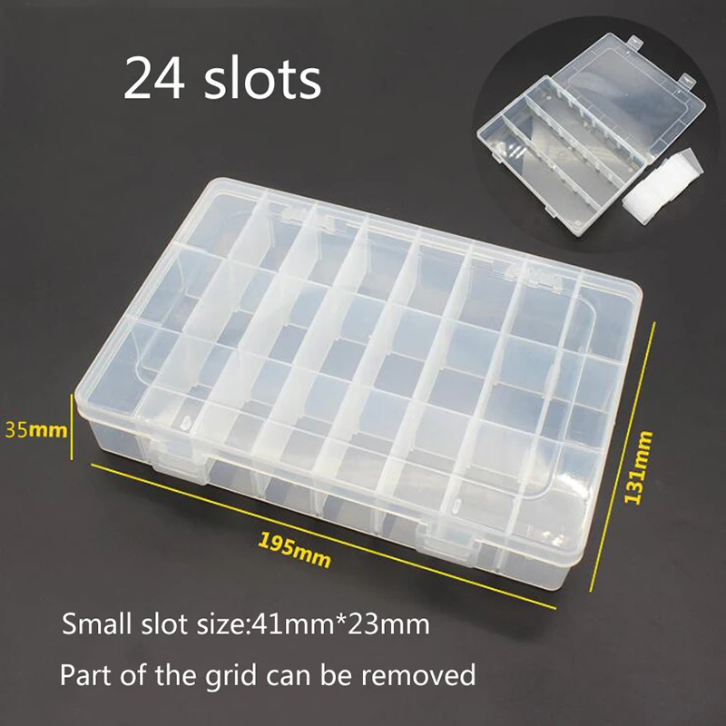 Caja de embalaje de herramientas de 24 rejillas, caja de almacenamiento de componentes electrónicos práctica portátil, caja de piezas, contenedor de