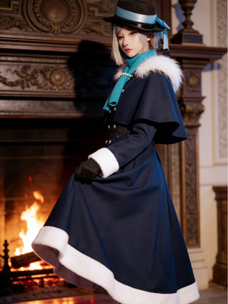 

Anime Game Reverse:1999 Vertin Cosplay Costume Winter Coat Blue Plush Suit Uniform Scarf Wig Woman Cute Halloween Christmas Suit