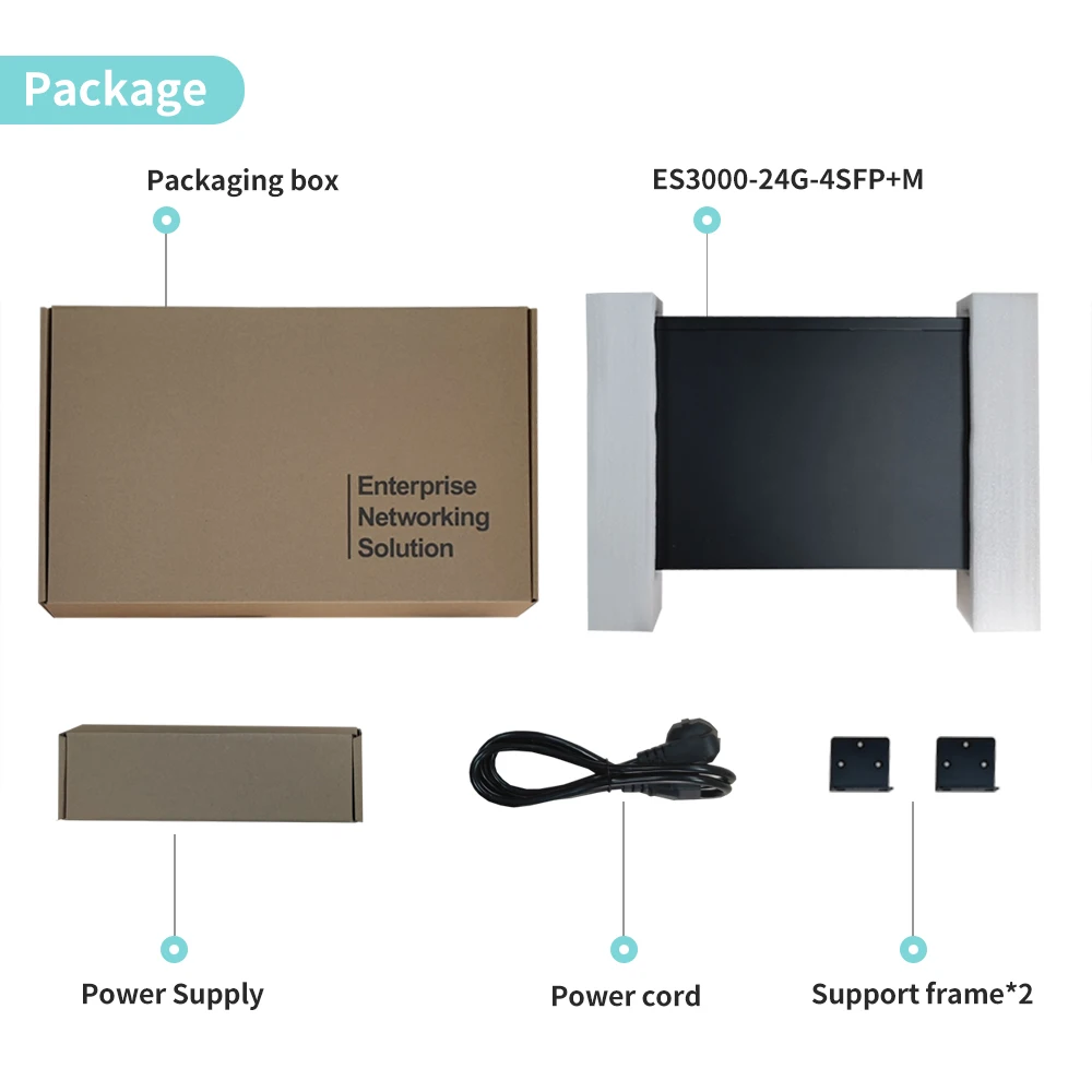 L3 Managed 24 Port 10/100/1000Mbps PoE Switch with 4*10G SFP+