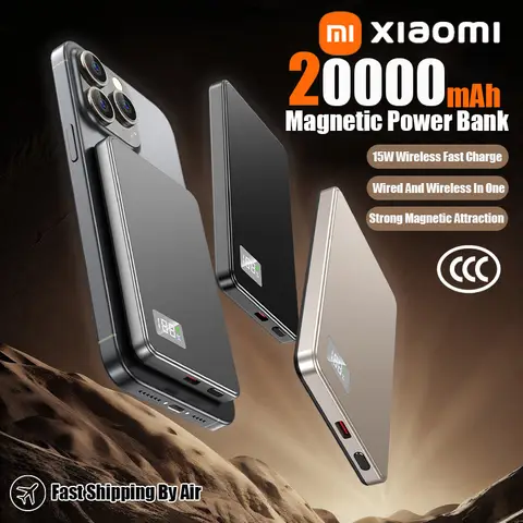 Xiaomi – alimentation magnétique sans fil Portable Ultra-mince en métal, 20000mAh, supportant le chargement PD25W, adaptée à l'iphone Samsung