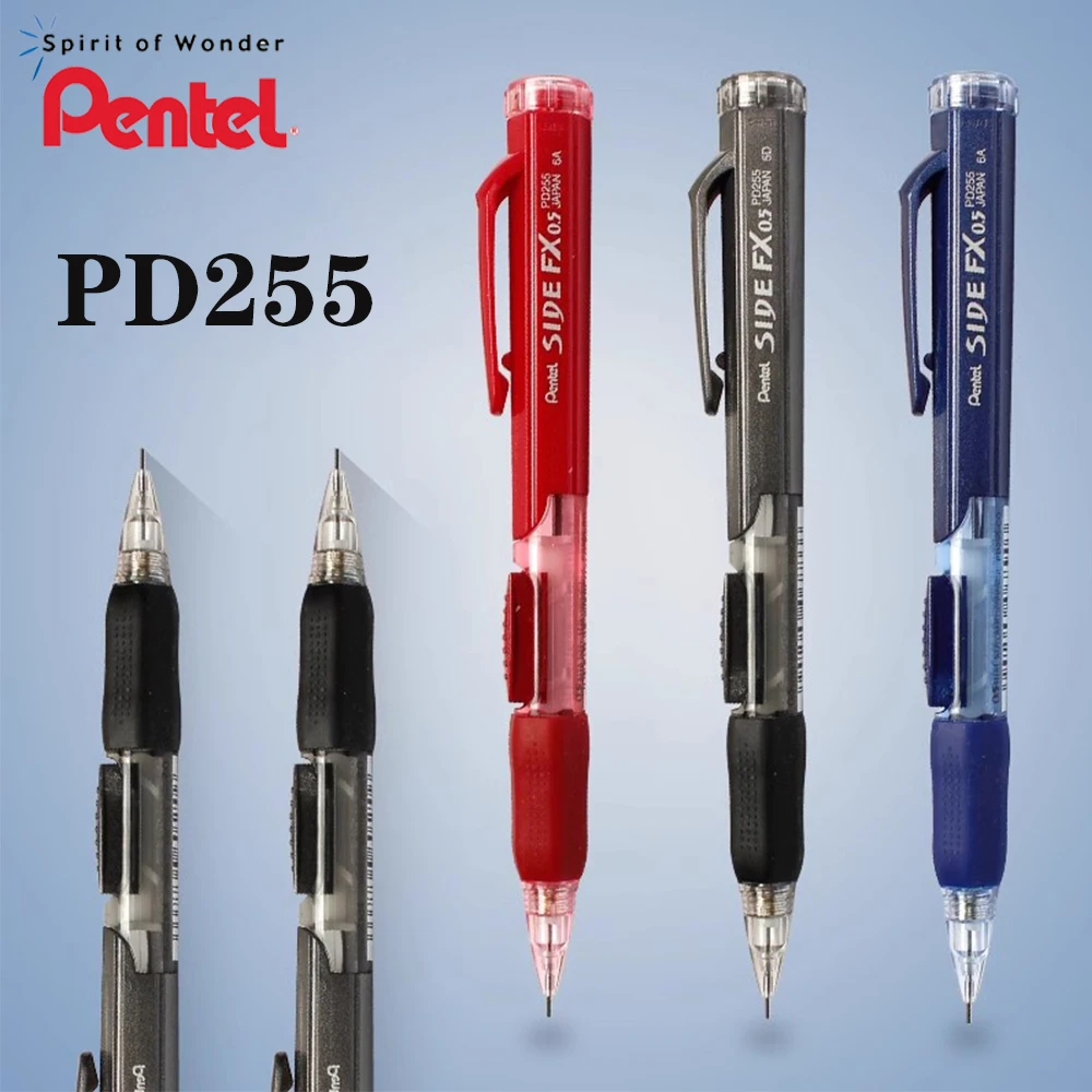 Japan Pentel PD255 Mechanical Pencils 0.5mm Side Extrusion Lead Eraser Head Retractable Classic Cute School Supplies Stationery