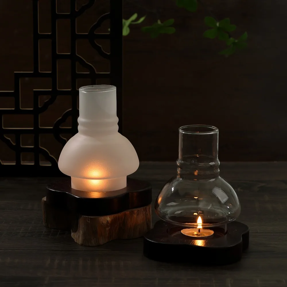 Massivholz Aromatherapie Kerze Sockel Lampe Retro Dekoration Outdoor Winddicht Candlelight Abendessen Atmosphäre Kerzenhalter