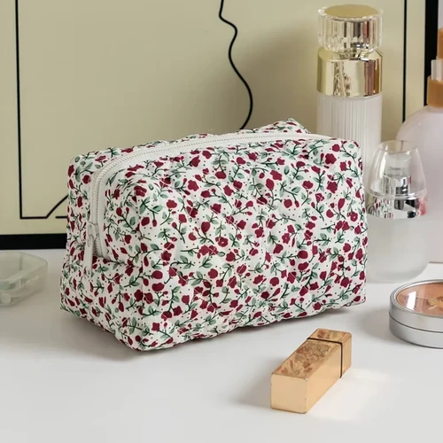 Bolsa de maquillaje con estampado Floral para almacenamiento de lápiz labial, bolsa de cosméticos para mujer, estuche organizador de belleza, bolsa de maquillaje de viaje, organizador de artículos de tocador