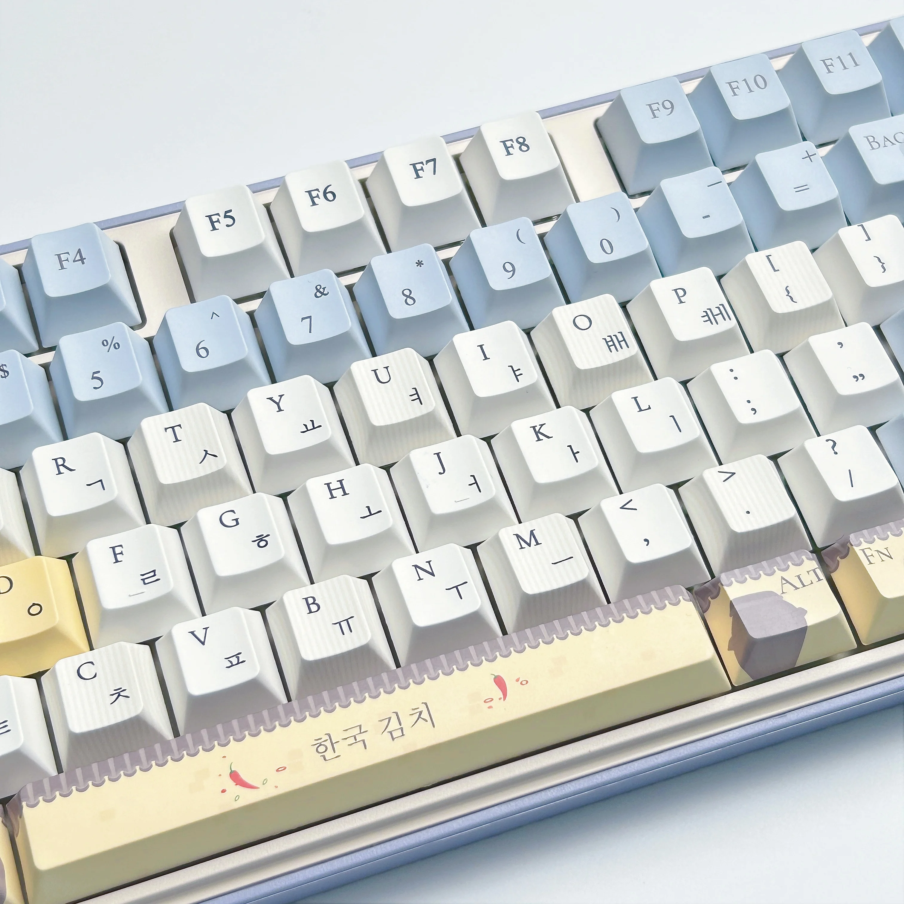 Kimchi Theme Hangul Keycap Cherry Profile Morandi Color PBT Custom Korean Keycaps for Aula F75/F75Pro/F87 Mechanical Keyboard