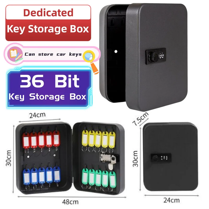 36 Bit Dedicated Key Storage Box Family Spare Key Management MINI Safe Box Lockbox Password Box For Car Wall Mounted Metal Box