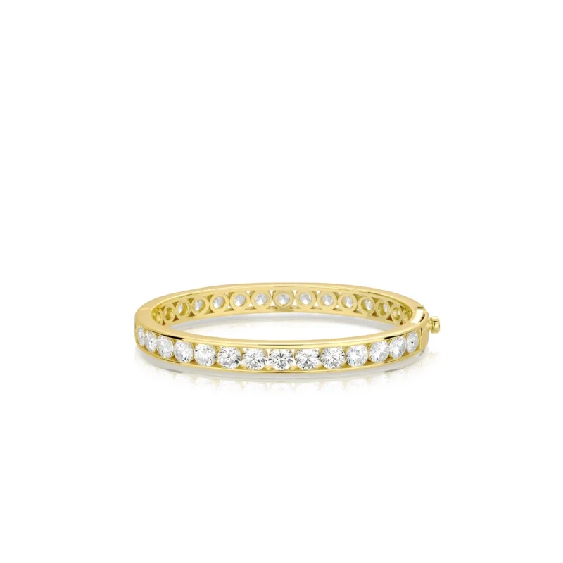 BELLUX 925 Silver K Gold Plated Synthetic Zircon Bracelet White Round Diamond Starry Sparkling Light Luxury Fashion Bangle