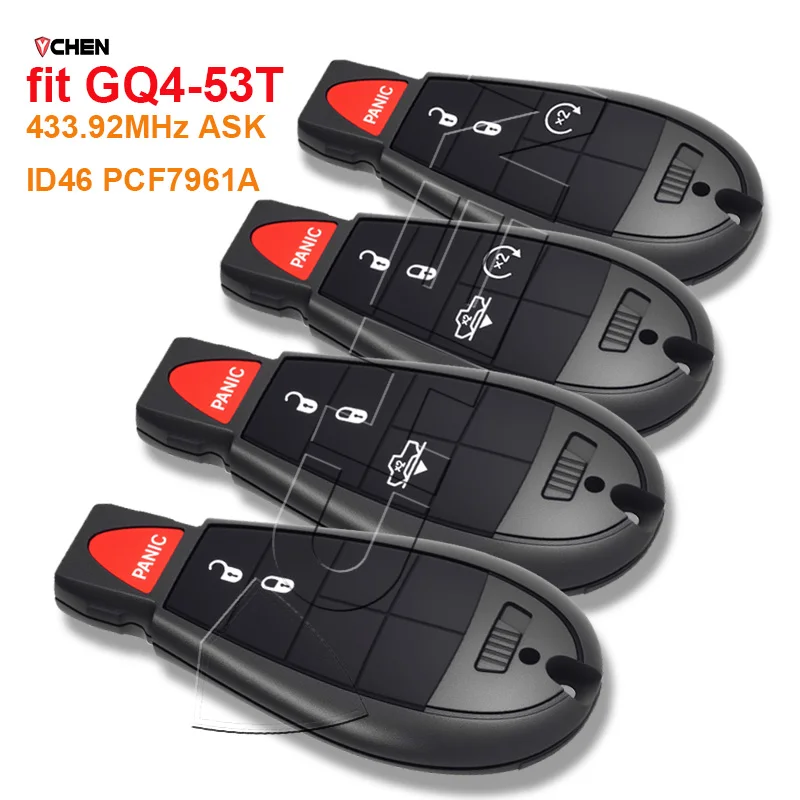 

GQ4-53T ID46 PCF7961A для Chrysler Jeep Dodge RAM 1500 2500 3500 4500 2013-2018 удаленный ключ от автомобиля 433 МГц НЕ кнопок без ключа 3/4/5