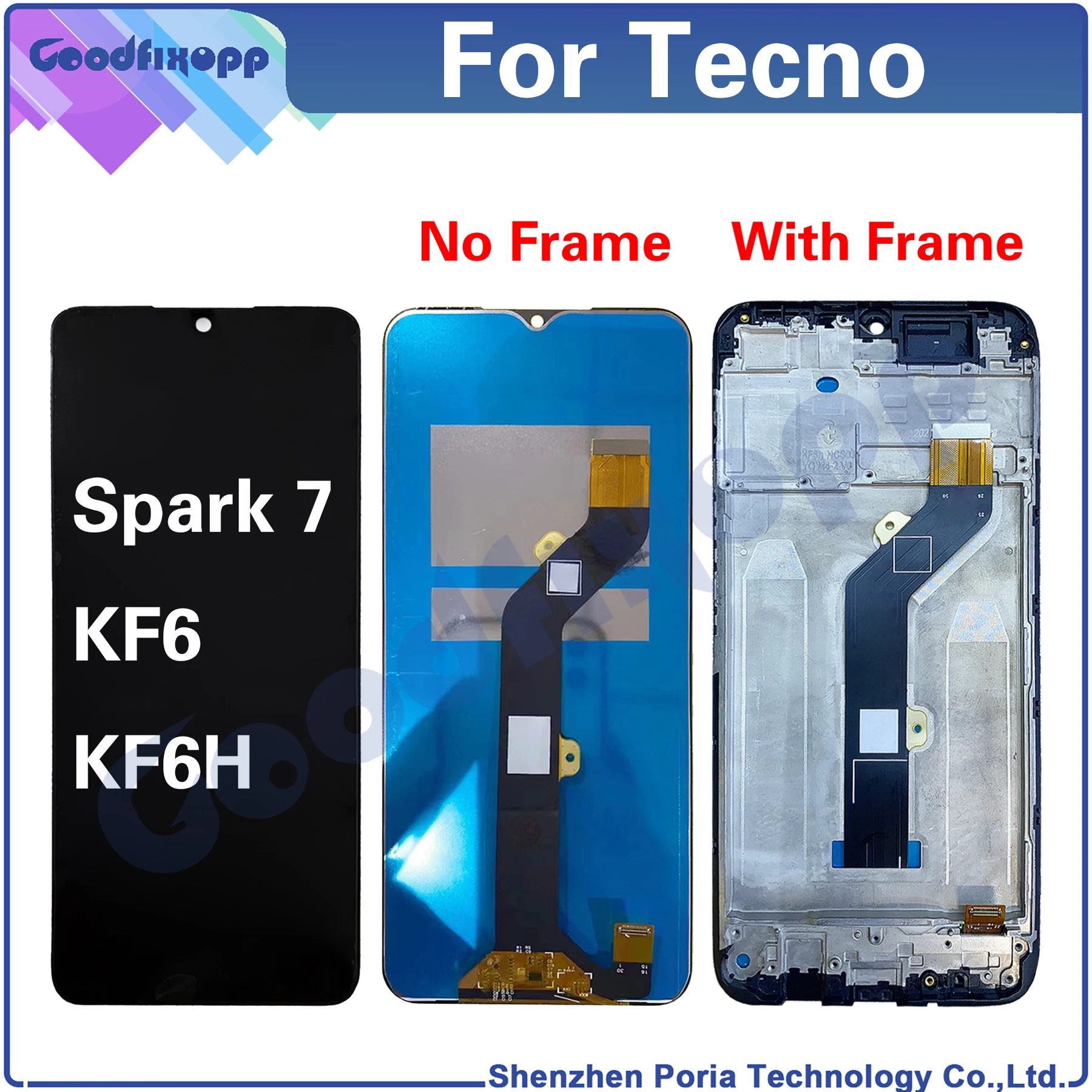 For Tecno Spark 7 KF6 KF6H KF6j KF6i KF6m KF6n KF6k Spark7 LCD Display Touch Screen Digitizer Assembly Repair Parts Replacement