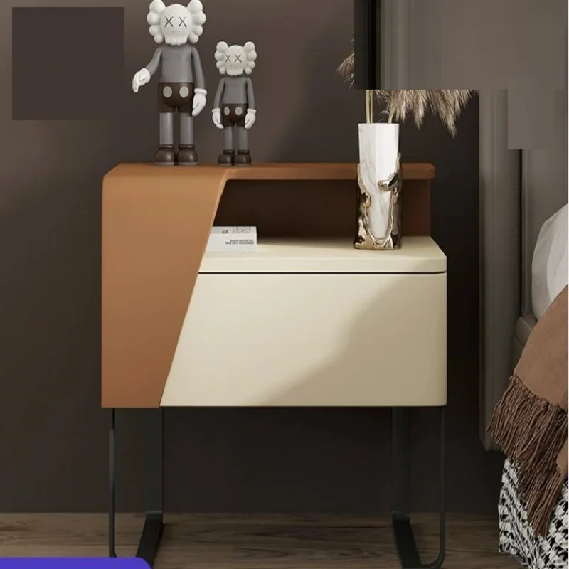 2023 New No Installation Convenient Bedside Storage Table Sideboard Leather Storage Cabinet Nightstand Bedroom Furniture