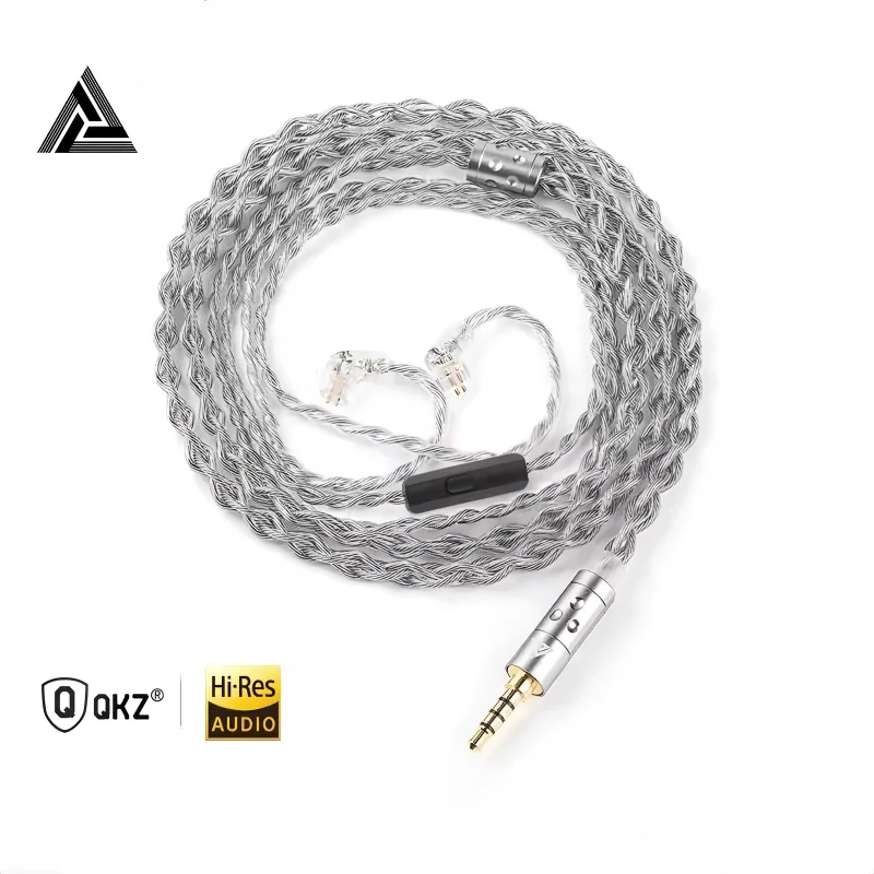 QKZ T7 3.5mm Plug iem Cable 4-Strand 2Pin 0.75mm Upgrade HiFi Earphone Cable Replacement Wire For KZ ZSN ZSX PRO X ZS10 CCA TRN