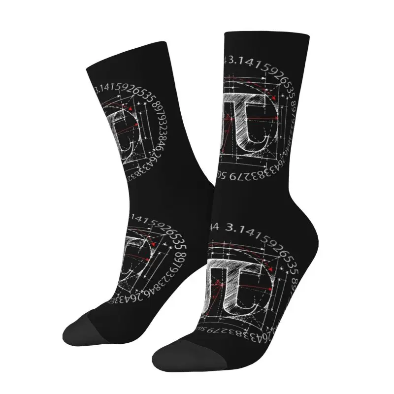 Pi Symbol Line Drawing Mens Crew Socks Unisex Fun 3D Print Math Science Dress Socks