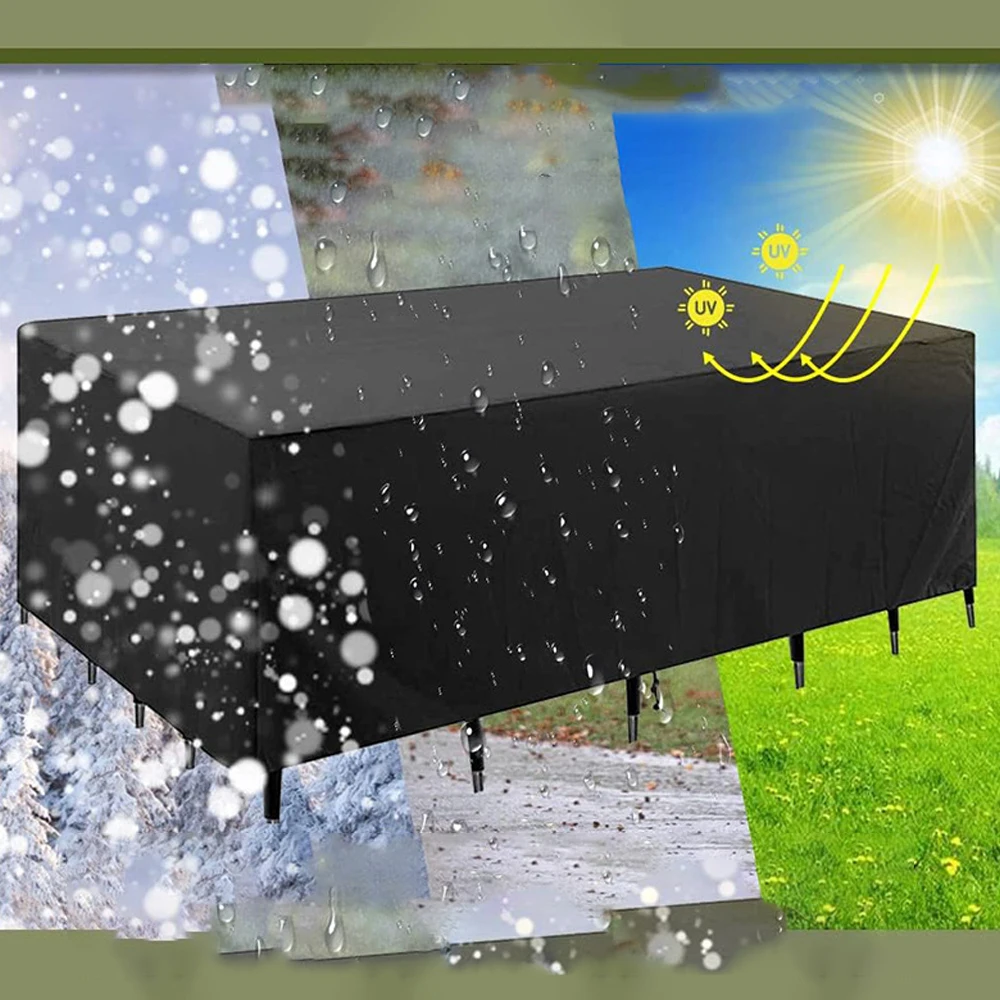 200 مقاسًا من غطاء الأثاث الخارجي للحماية من الأشعة فوق البنفسجية وكرسي الحديقة وغطاء غبار وواقي الطاولة