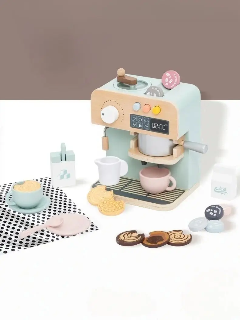 Maison de jeu en bois pour enfants, jouets, Machine à café en bois, caisse enregistreuse en bois, Puzzle, éducation interactive