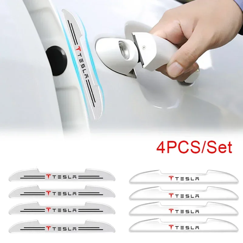 

4pcs Car Door Handle Body Side Rearview Mirror Anti-scratch Stickers for Tesla Model S X 3 Y Roadster Cybertuck Transparent