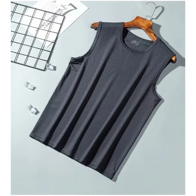 Men's Ice Silk Thin Sports Top Summer Vest Without Sleeves High Speed Cooling Breathable Tank Top For Outdoor Activities