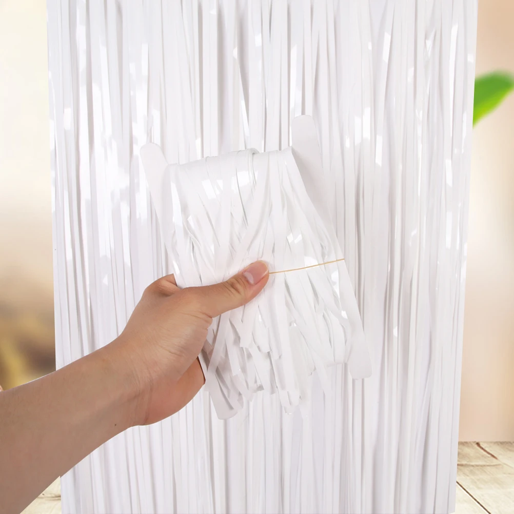 

Collapsible Decoration Party Table Skirt Tassel Aluminum Foil Holiday Birthday Festival Backdrop Decor Portable