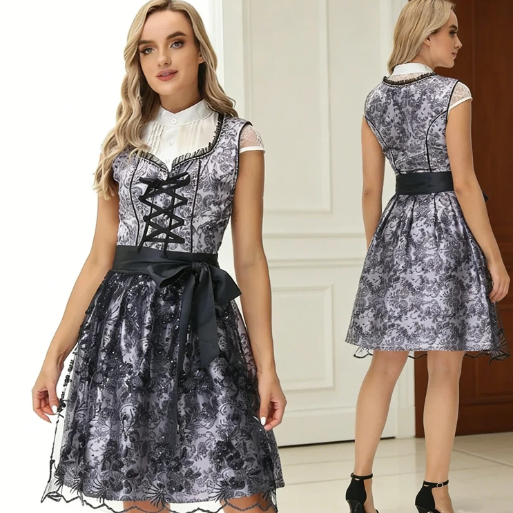 

Women Vintage German Oktoberfest Costume Bavarian Beer Woman Dress Halloween Carnival Party Cosplay Fancy Dress Up