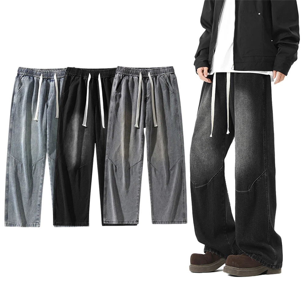 جينز أمريكي واسع الساق للرجال للربيع والصيف، فضفاض جديد، ريترو، مستقيم الساق، كاجوال وعصري واسع الساق #1