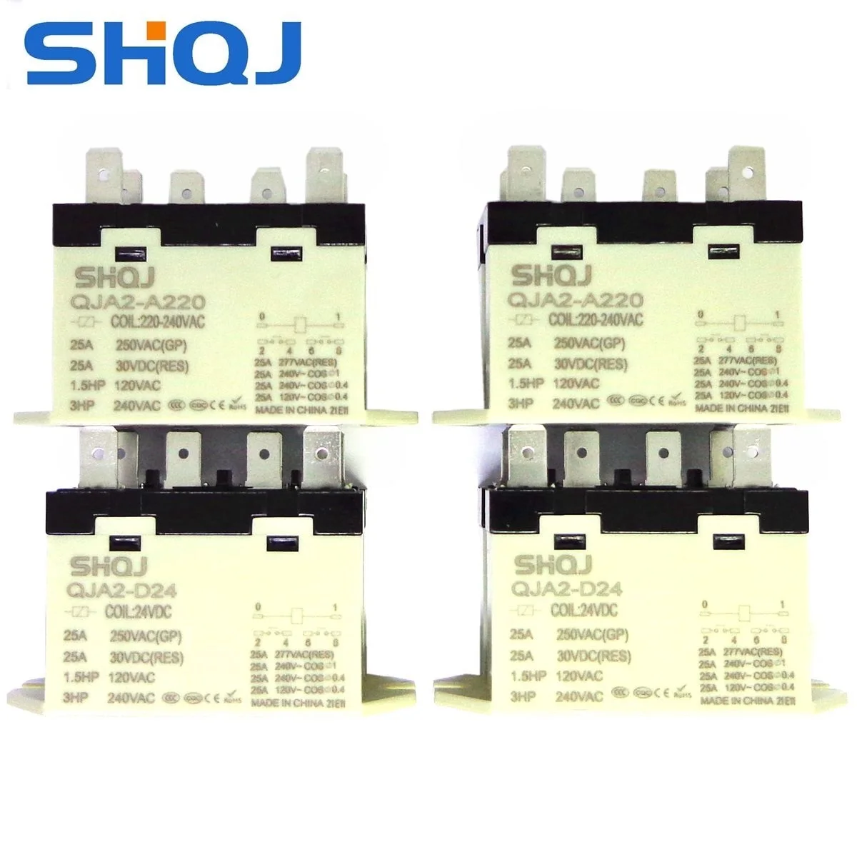 

SHQJ RELAY QJA2-D24 -A220 24VDC 200-240VAC 220VAC Replace G7L-2A-TUB 100%-new-original