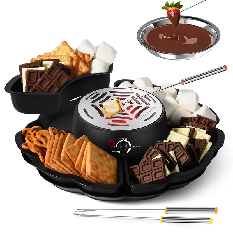 for Cross-border Chocolate Cheese Electric Cooking Pot Stainless Steel Electric Roasted Marshmallow Fireplace 2 in 1 with