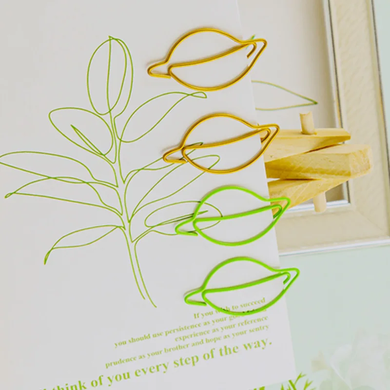 New Green Leaf Paper Clip Wholesale Fall Gold Leaves Paper Clips Gift For Teacher Kawaii Student Metal Paperclip For Planner