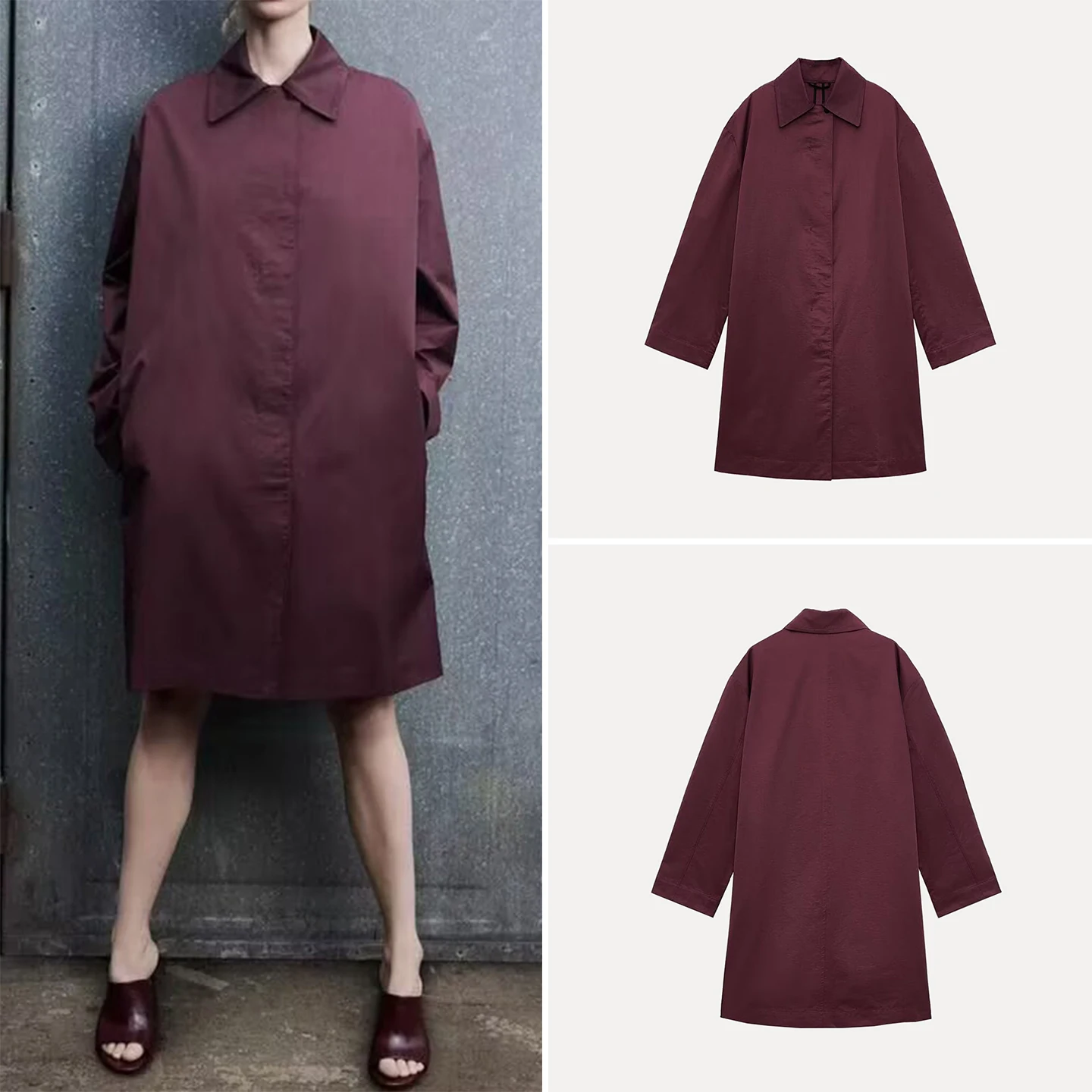 

Ele Long Sve Collar Windbreaker Women's Faion 2025 Autumn New Sle Versatile Quali Windbreaker Z