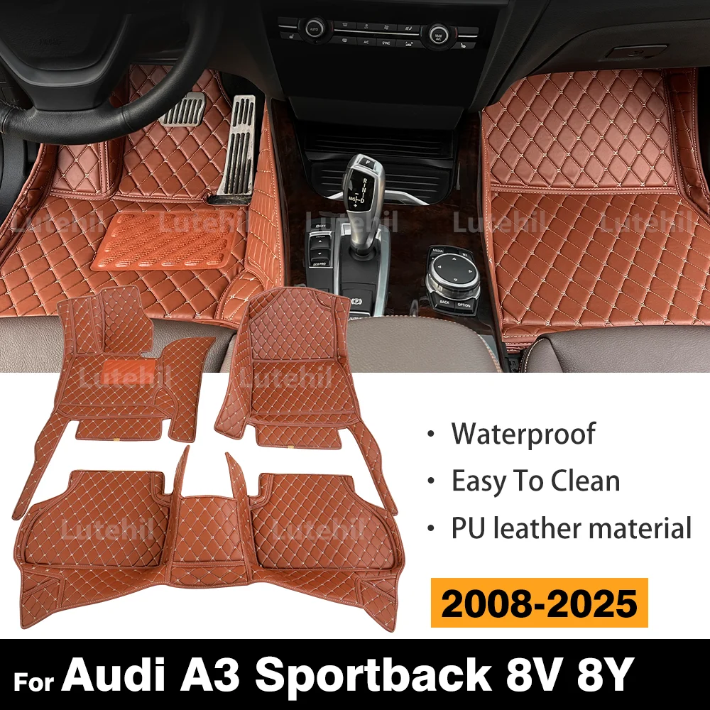 

For Audi A3 Sportback 8V 8Y All models 2008-2025 24 23 22 21 Custom Car Floor Mats Automobile Carpet Cover Interior Accessories