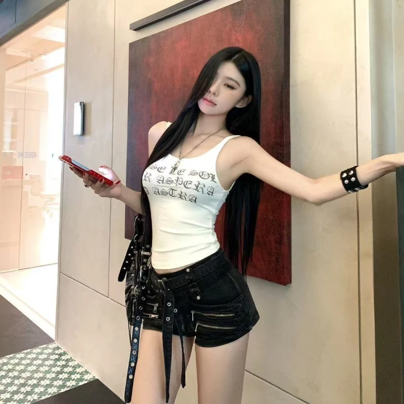

American Vintage Low Waist Denim Shorts Zipper Bodycon Women Streetwear Short Hot Pants Y2k Retro Patchwork Spring Summer