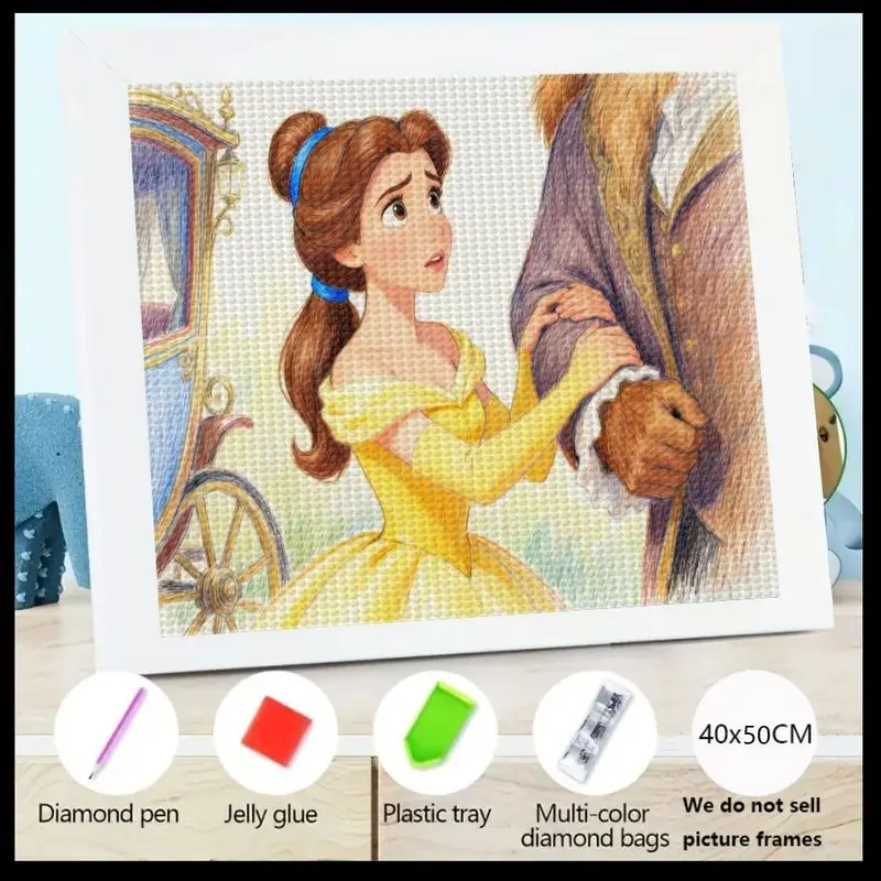 

1 шт. DIY 5D полный дрель комплект алмазной живописи, очаровательная Сцена Диснея «Красавица и чудовище» Belle & Beast Fairytale Romance, Crysta