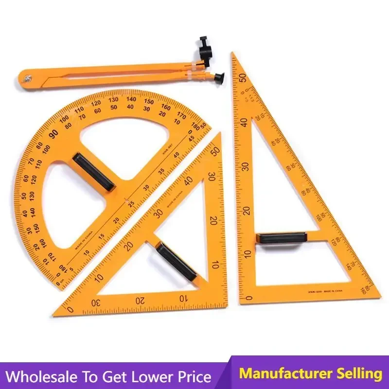 Onderwijs Heerser Set Solid wood teacher' triangle board ruler protractor blackboard multi-purpose compass triangle ruler set