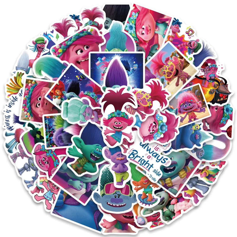 50 Stück Troll-Aufkleber Lustige Cartoon-Sticker Graffiti-Spielzeug DIY Skateboard Notizbuch Kühlschrank Handy – Detail 2