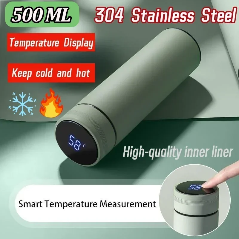 Intelligent Temperature Display Thermal Mug Thermos Bottle Long-lasting Heat Preservation Cute Water Bottle 304 Stainless Steel