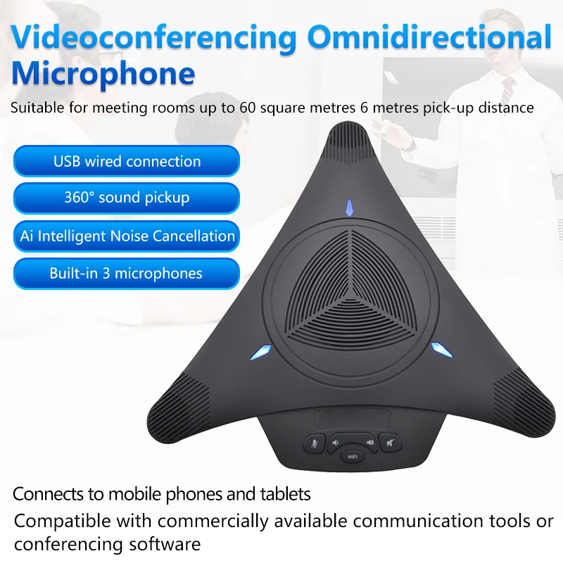 

USB Conference Speakerphone with Microphones 360 Degree Voice Pickup USB Conference Microphone for 12 People