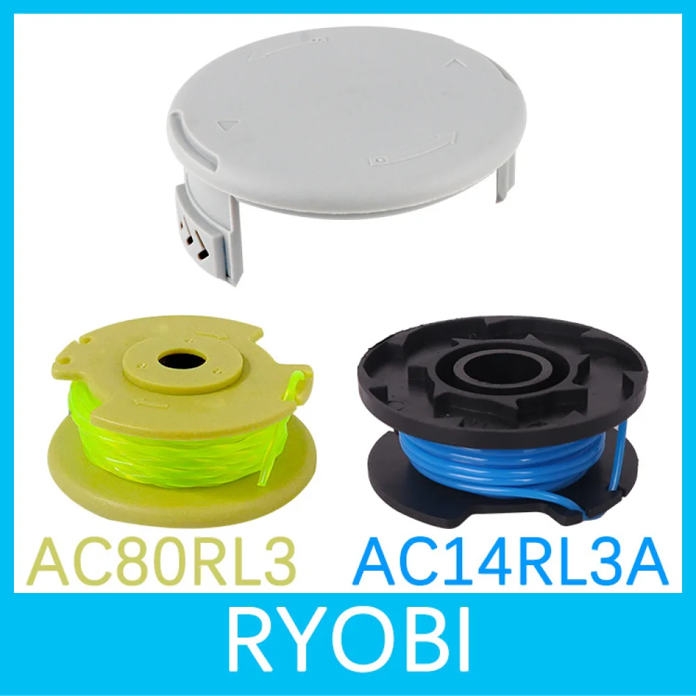 Trimmer Head Spool Line And Cap Cover For Ryobi AC14RL3A AC14HCA Replacement Lawn Mower Garden Tool Spare Cutting Parts