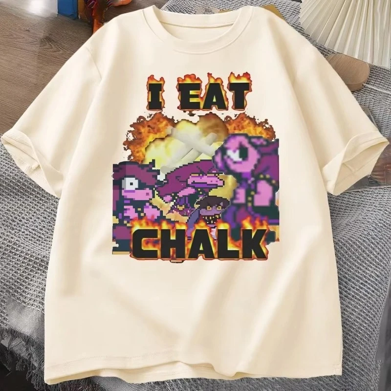 I Eat Chalk Deltarune Game T-Shirt für Damen, lässig, lustig, kurzärmelig, Rundhals-T-Shirt, Streetwear, Grafik-T-Shirts – Detail 2