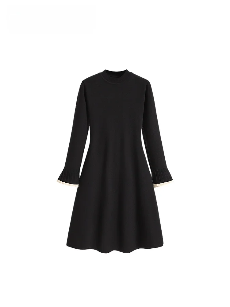 

plus Size Long Sve Stand Collar Dr Women's Spring Faion Slimming Meat Covering Skirt Ci Commuting Winter Polyester ...