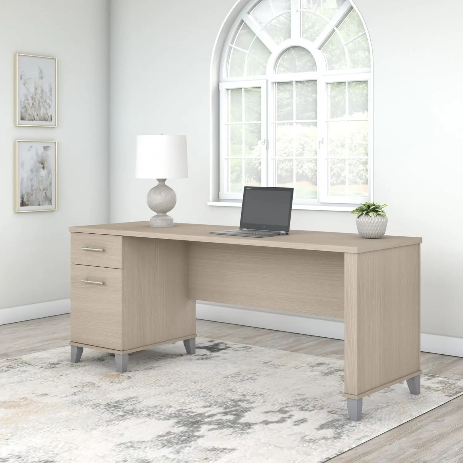 The desk's spacious 72W countertop provides plenty of space to unfold with computers and paperworkComputer Desk includes