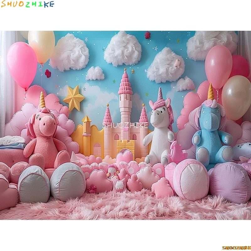 Arch Balloons Happy Birthday Party Photography Backdrops Props  Joyous Candyland Newborn Baby Photo Studio Background TF-09