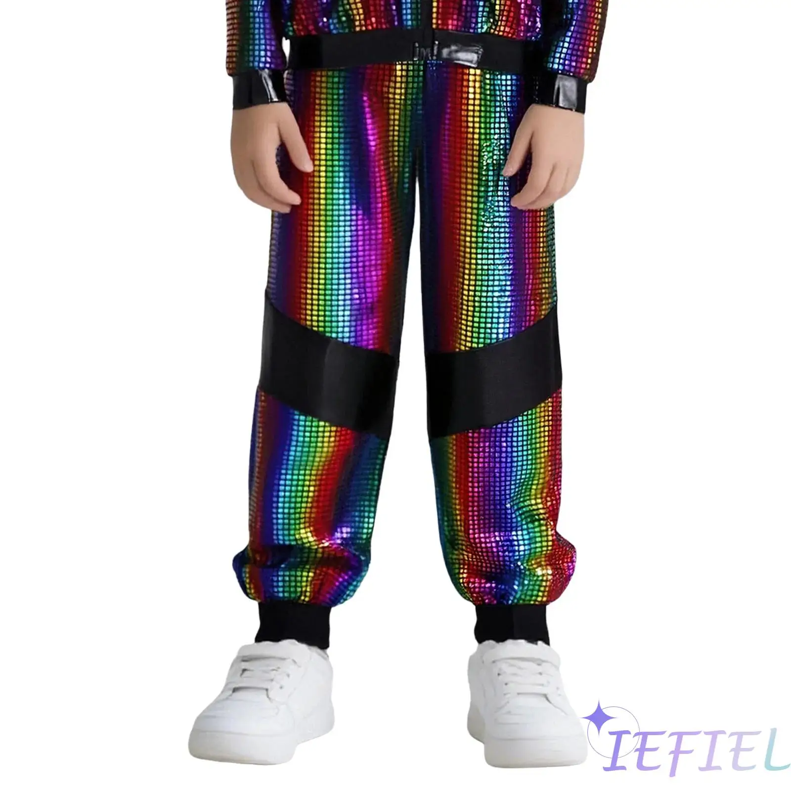 

Unisex Boys Girls Hip-Hop Jazz Dance Pants Elastic Waistband Metallic Plaid Color Block Cargo Pants Trousers Street Dance Outfit