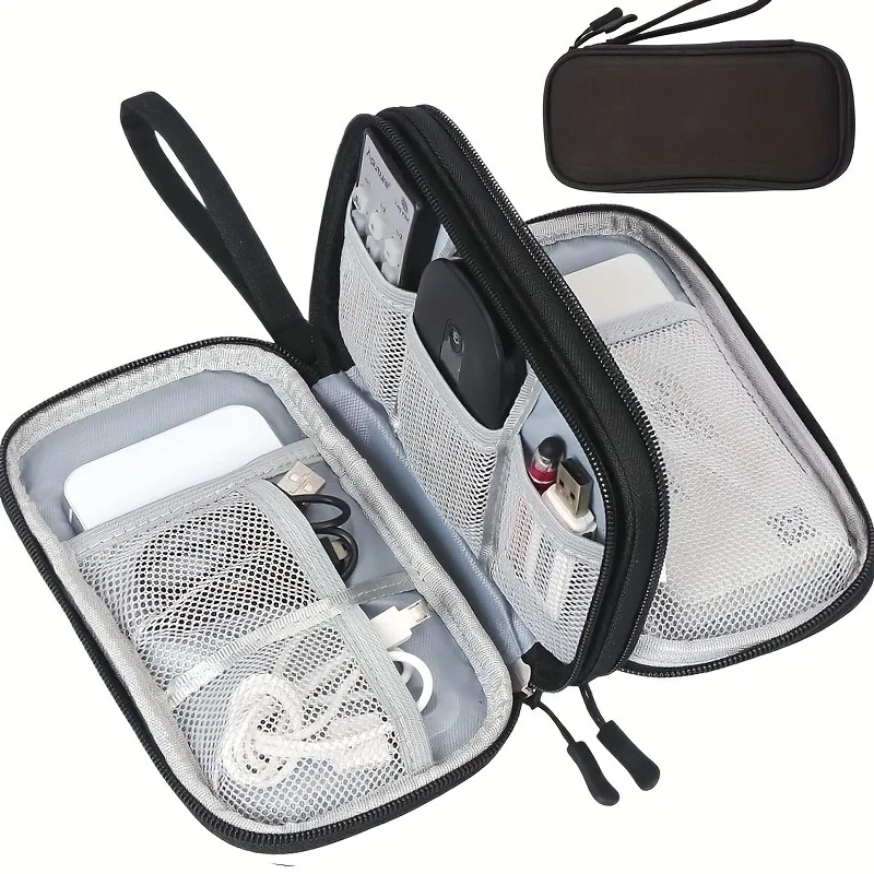 Travel Organizer Bag, Multi-Pocket Storage Pouch, Suitable for Toiletries, Cosmetic Accessories, and Electronic Cables view 2