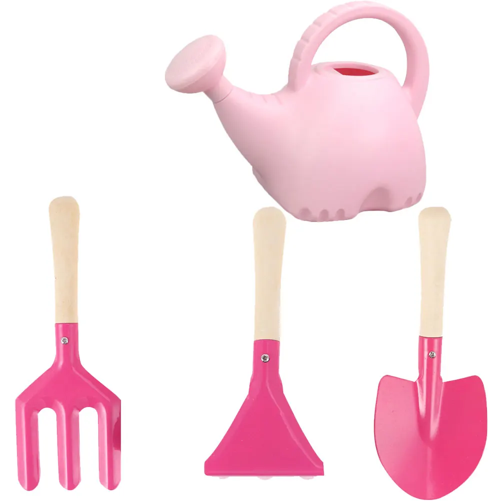 Outils de jardinage pour enfants, arrosoir, pelle, manche en bois, Design de dessin animé sûr, ensemble d'outils de plantation de jardin